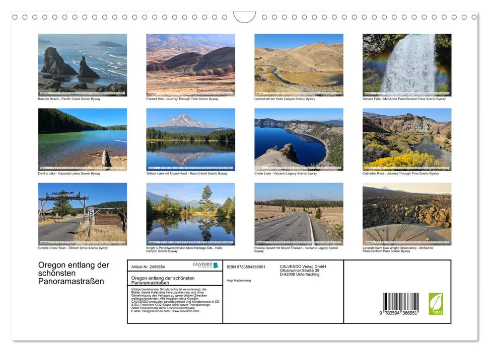 Oregon entlang der schönsten Panoramastraßen (CALVENDO Wandkalender 2027)