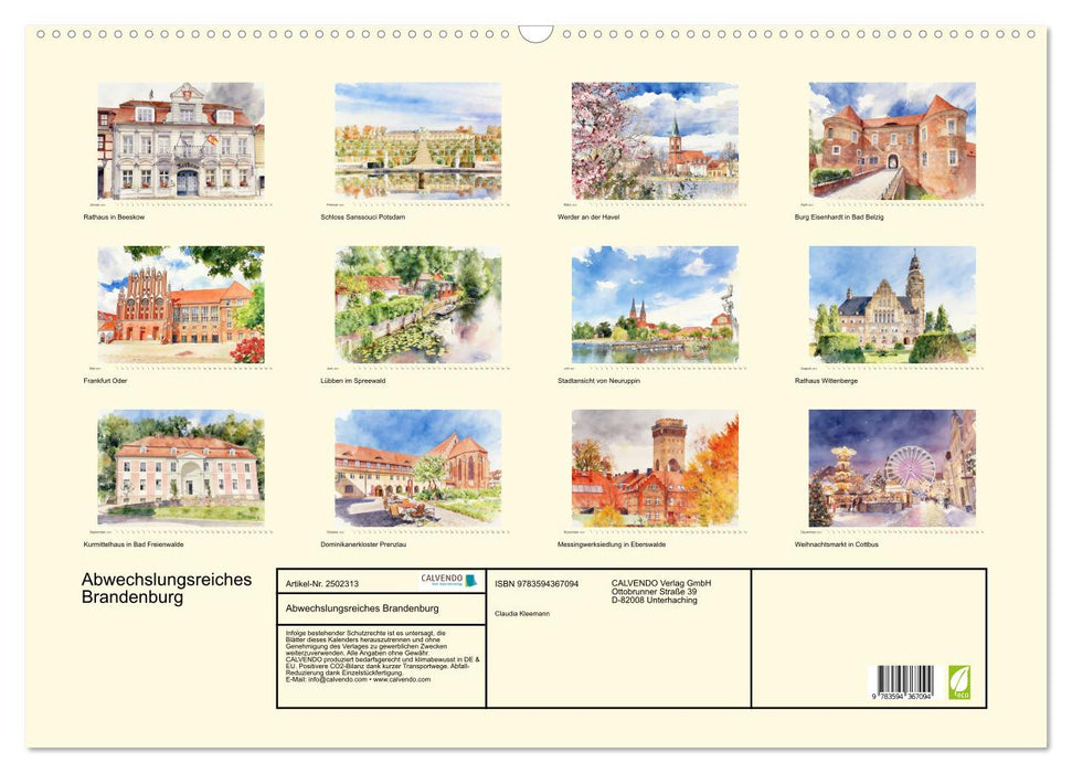 Abwechslungsreiches Brandenburg (CALVENDO Wandkalender 2027)