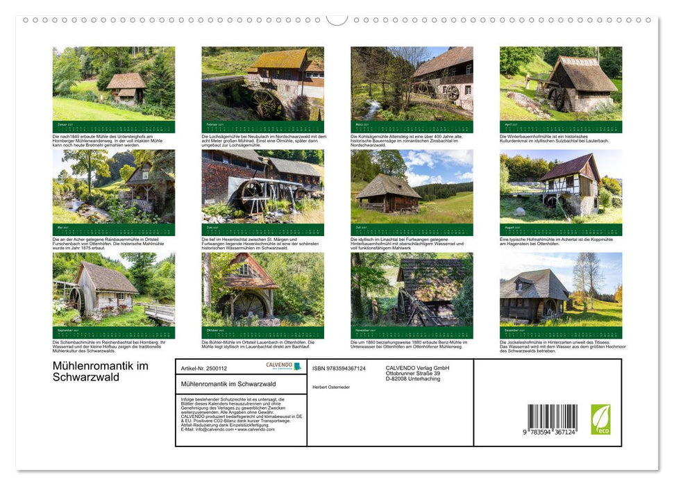 Mühlenromantik im Schwarzwald (CALVENDO Premium Wandkalender 2027)