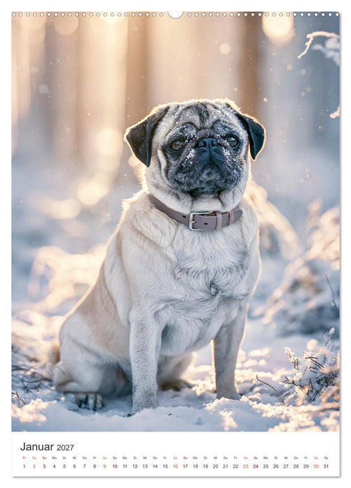 Mopsliebe (CALVENDO Premium Wandkalender 2027)