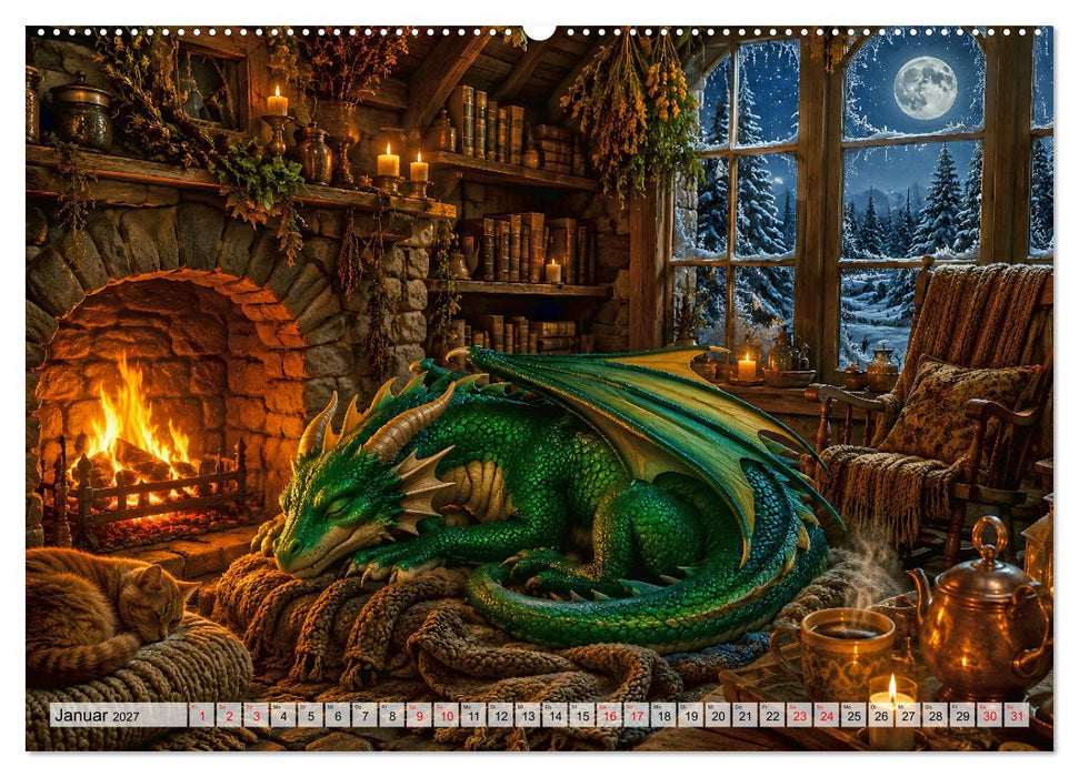 Drachenzauber - Gemütliche Fantasy (CALVENDO Wandkalender 2027)