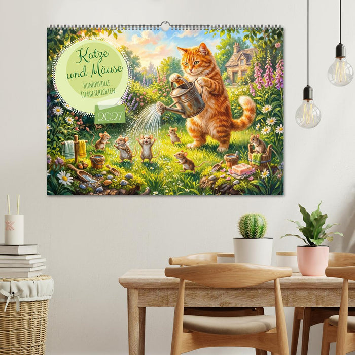 Katze und Mäuse - Humorvolle Tiergeschichten (CALVENDO Wandkalender 2027)