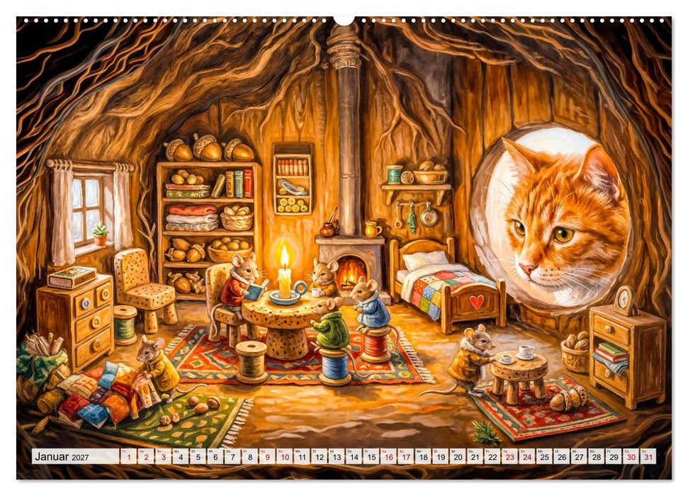 Katze und Mäuse - Humorvolle Tiergeschichten (CALVENDO Wandkalender 2027)