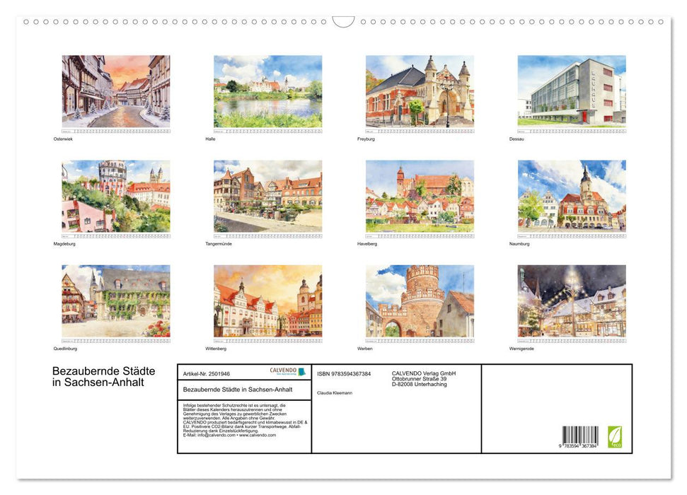 Bezaubernde Städte in Sachsen-Anhalt (CALVENDO Wandkalender 2027)