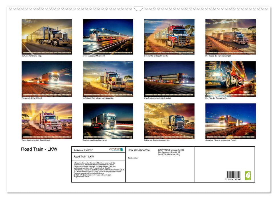 Road Train - LKW (CALVENDO Wandkalender 2027)