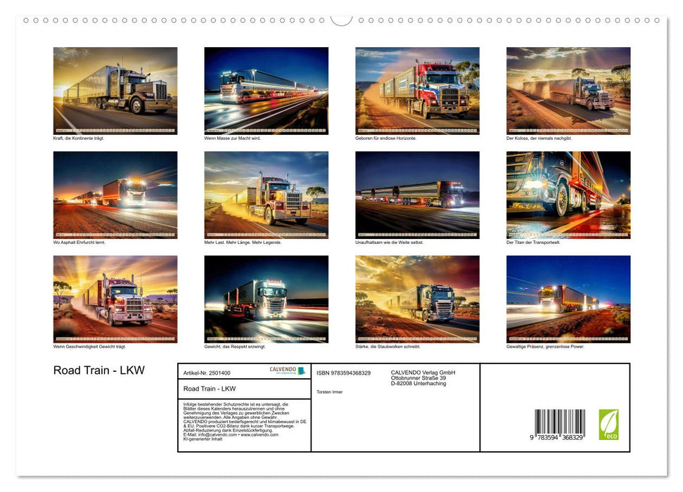 Road Train - LKW (CALVENDO Premium Wandkalender 2027)