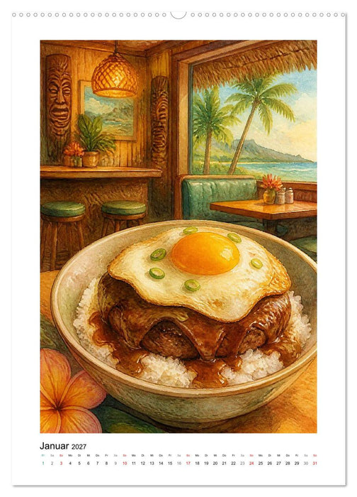 Aloha Küche - Gemalte Gaumenfreuden (CALVENDO Wandkalender 2027)