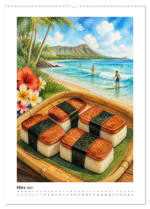 Aloha Küche - Gemalte Gaumenfreuden (CALVENDO Wandkalender 2027)
