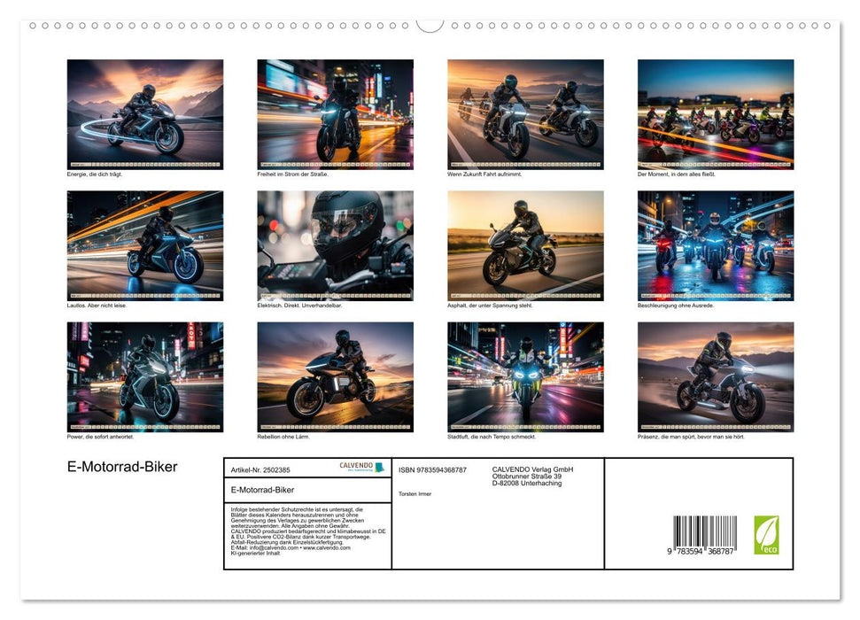 E-Motorrad-Biker (CALVENDO Premium Wandkalender 2027)