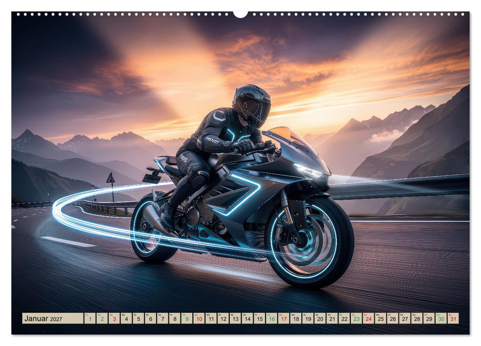E-Motorrad-Biker (CALVENDO Premium Wandkalender 2027)