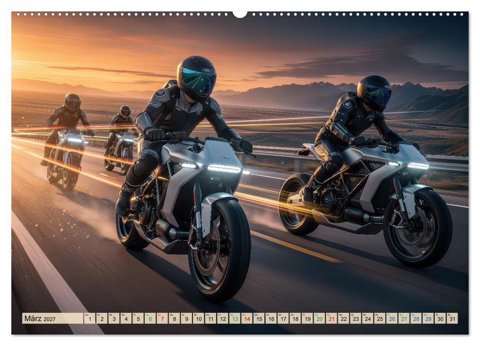 E-Motorrad-Biker (CALVENDO Premium Wandkalender 2027)