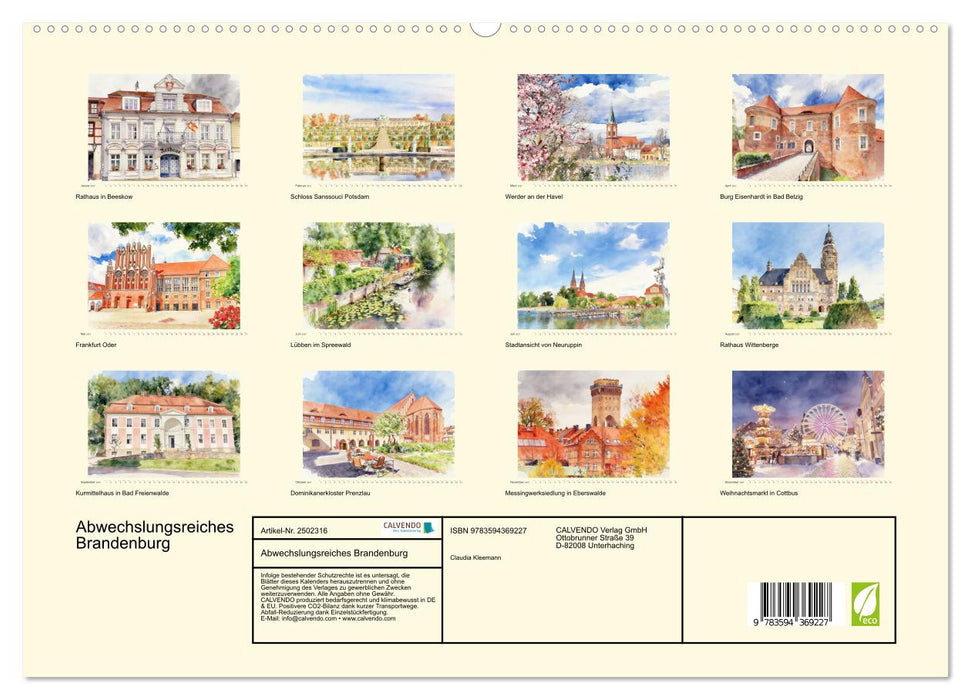 Abwechslungsreiches Brandenburg (CALVENDO Premium Wandkalender 2027)
