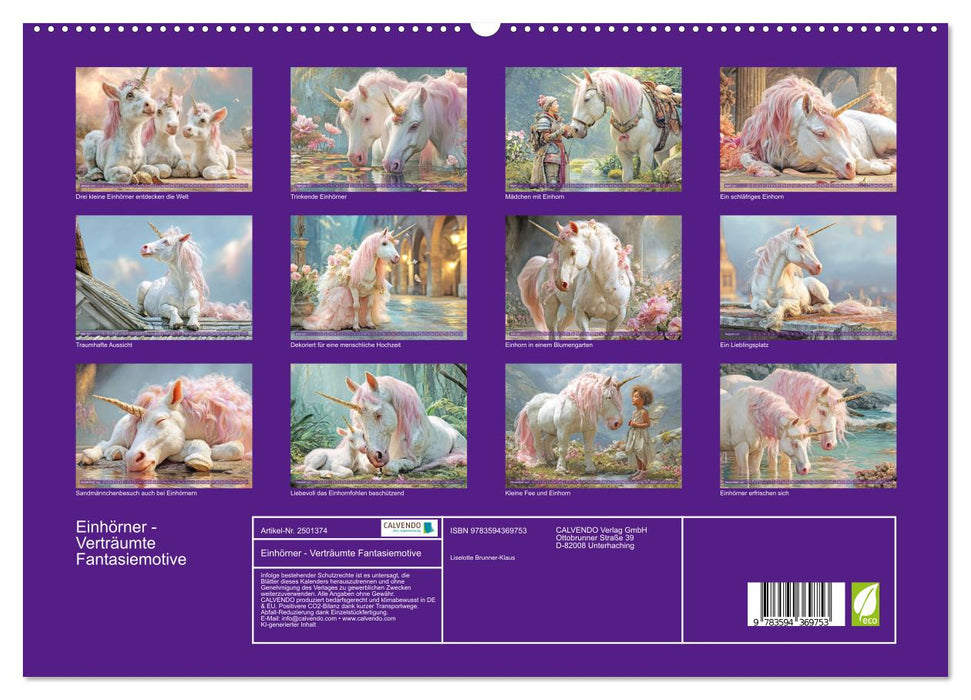 Einhörner - Verträumte Fantasiemotive (CALVENDO Premium Wandkalender 2027)