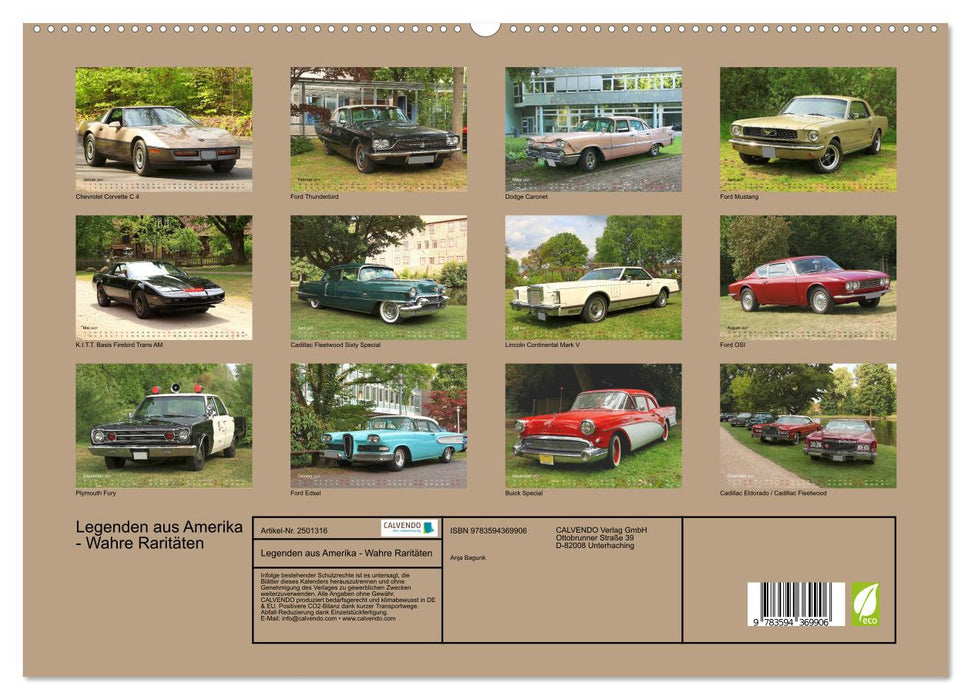Legenden aus Amerika - Wahre Raritäten (CALVENDO Premium Wandkalender 2027)