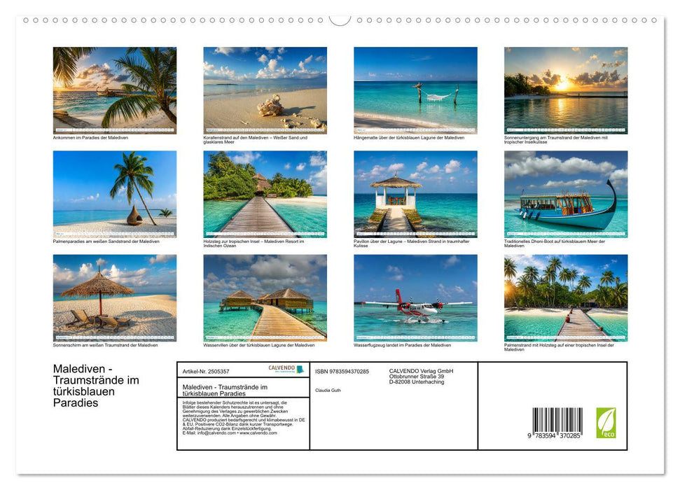 Malediven - Traumstrände im türkisblauen Paradies (CALVENDO Premium Wandkalender 2027)