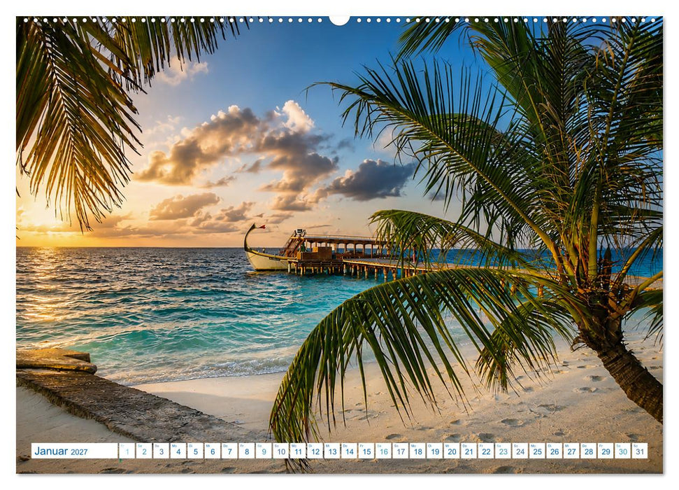 Malediven - Traumstrände im türkisblauen Paradies (CALVENDO Premium Wandkalender 2027)