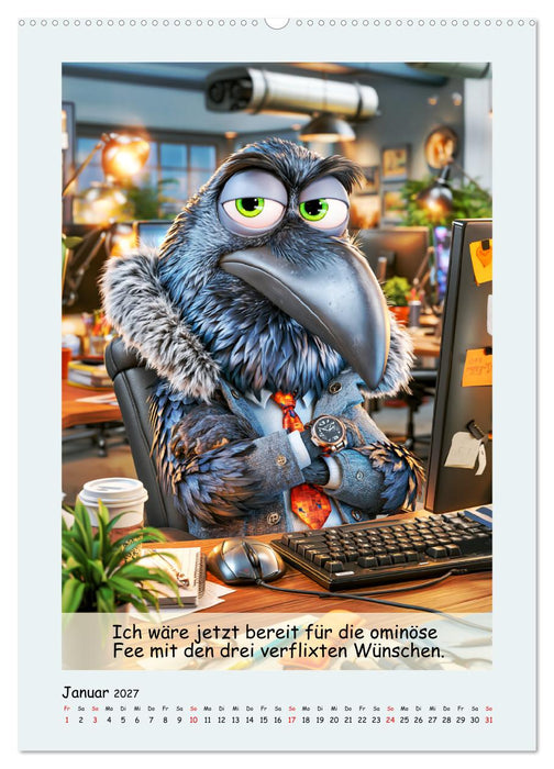 Gemeine Raben. Mit Humor durch den Büro-Wahnsinn (CALVENDO Premium Wandkalender 2027)
