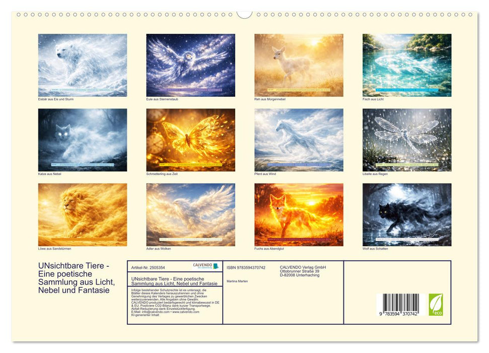 UNsichtbare Tiere - Eine poetische Sammlung aus Licht, Nebel und Fantasie (CALVENDO Premium Wandkalender 2027)