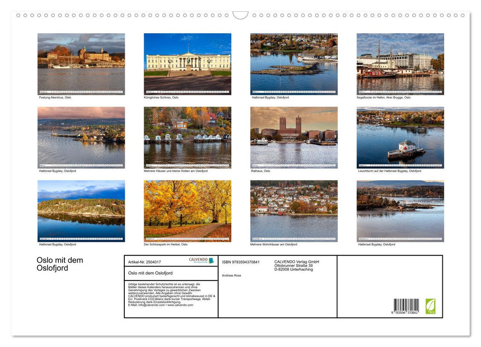Oslo mit dem Oslofjord (CALVENDO Wandkalender 2027)
