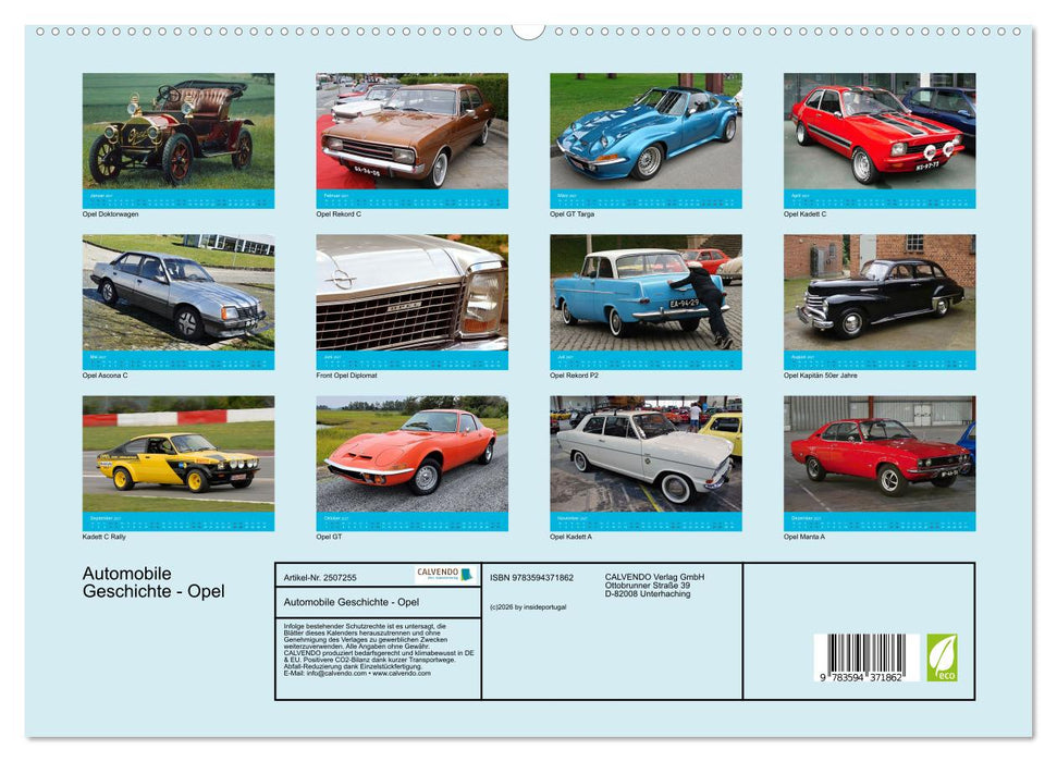 Automobile Geschichte - Opel (CALVENDO Premium Wandkalender 2027)