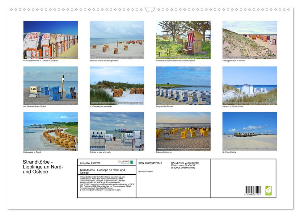 Strandkörbe - Lieblinge an Nord- und Ostsee (CALVENDO Wandkalender 2027)
