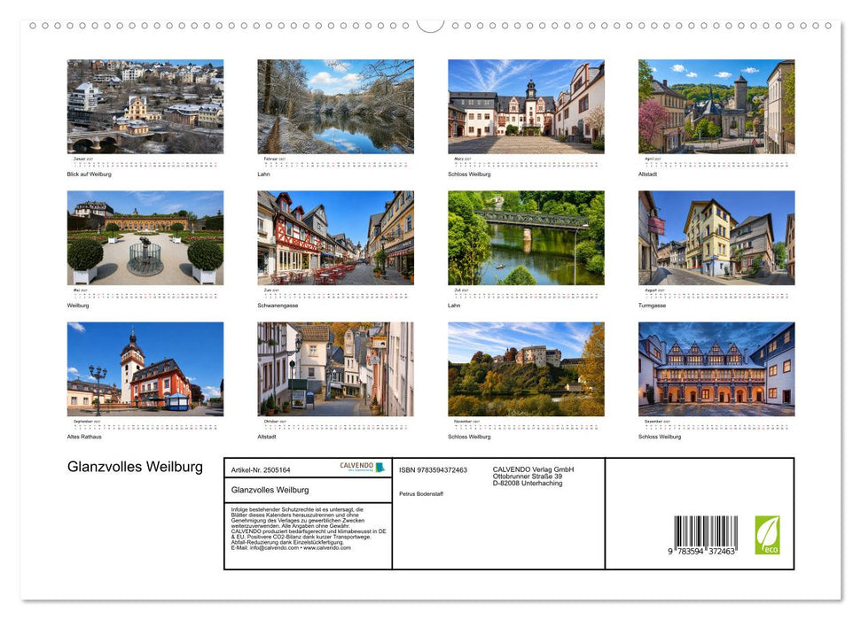 Glanzvolles Weilburg (CALVENDO Premium Wandkalender 2027)
