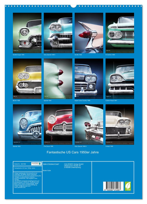 Fantastische US Cars 1950er Jahre (CALVENDO Premium Wandkalender 2027)