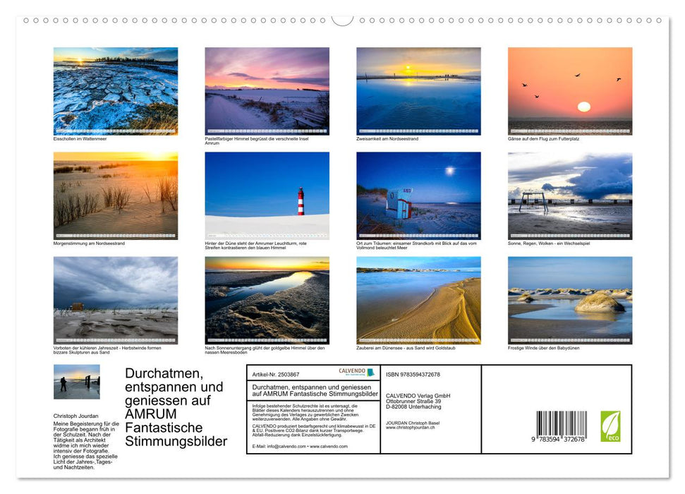 Durchatmen, entspannen und geniessen auf AMRUM Fantastische Stimmungsbilder (CALVENDO Premium Wandkalender 2027)