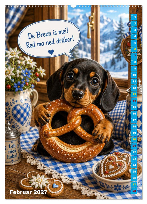 Dackelbaby- A bissl frech, ganz vui liab! (CALVENDO Wandkalender 2027)