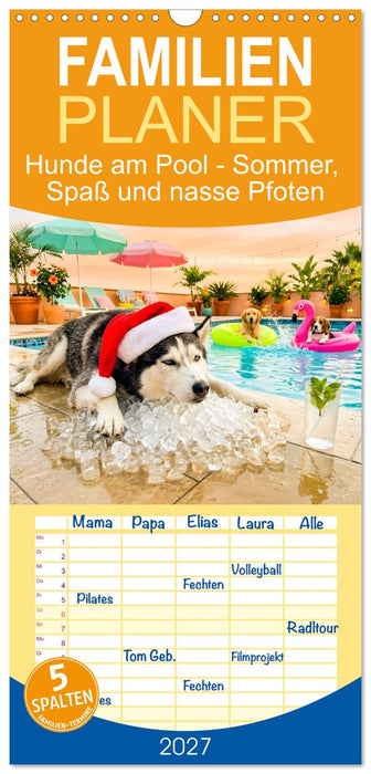 Hunde am Pool - Sommer, Spaß und nasse Pfoten (CALVENDO Familienplaner 2027)