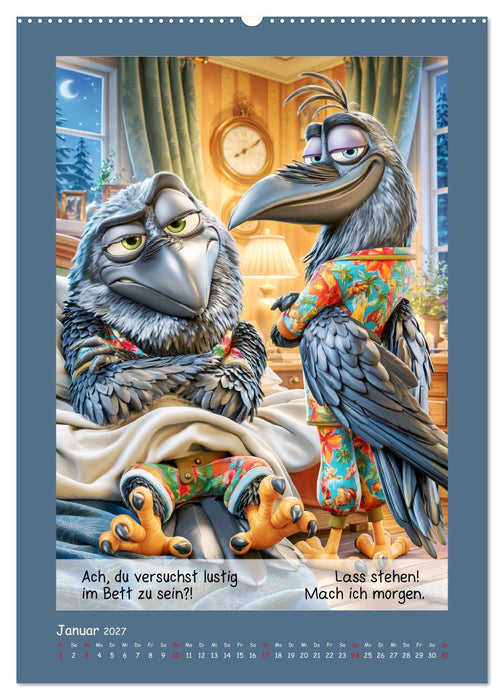 Gemeine Raben. Schräg, schwarz und schadensfroh (CALVENDO Premium Wandkalender 2027)