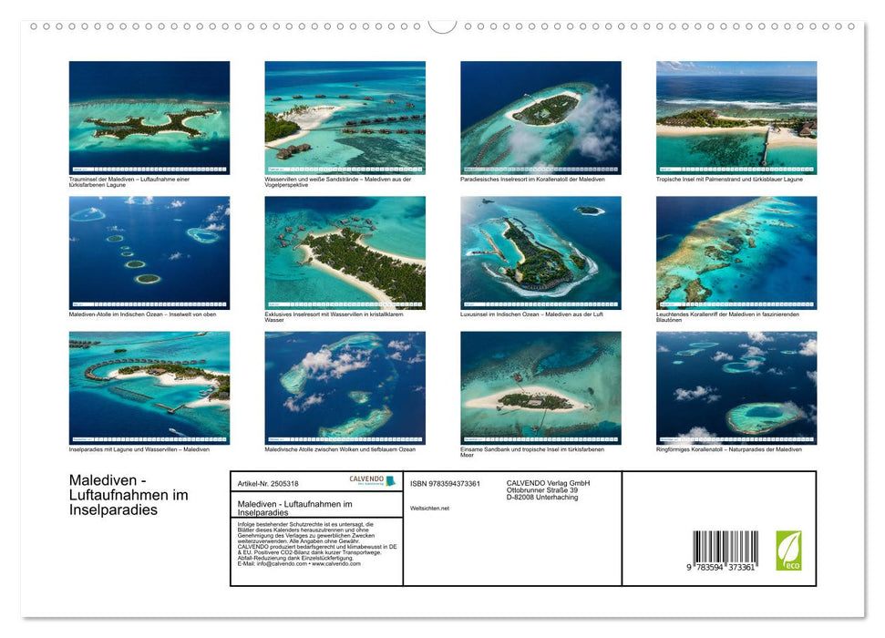 Malediven - Luftaufnahmen im Inselparadies (CALVENDO Premium Wandkalender 2027)