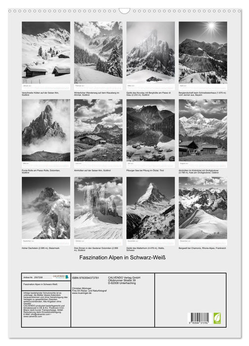 Faszination Alpen in Schwarz-Weiß (CALVENDO Wandkalender 2027)