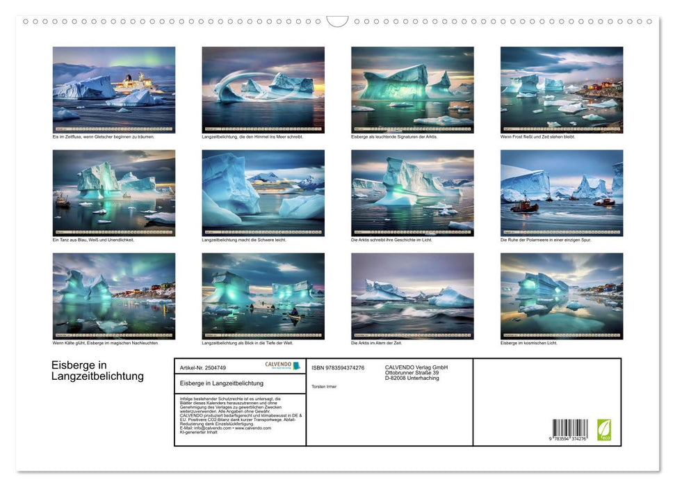 Eisberge in Langzeitbelichtung (CALVENDO Wandkalender 2027)