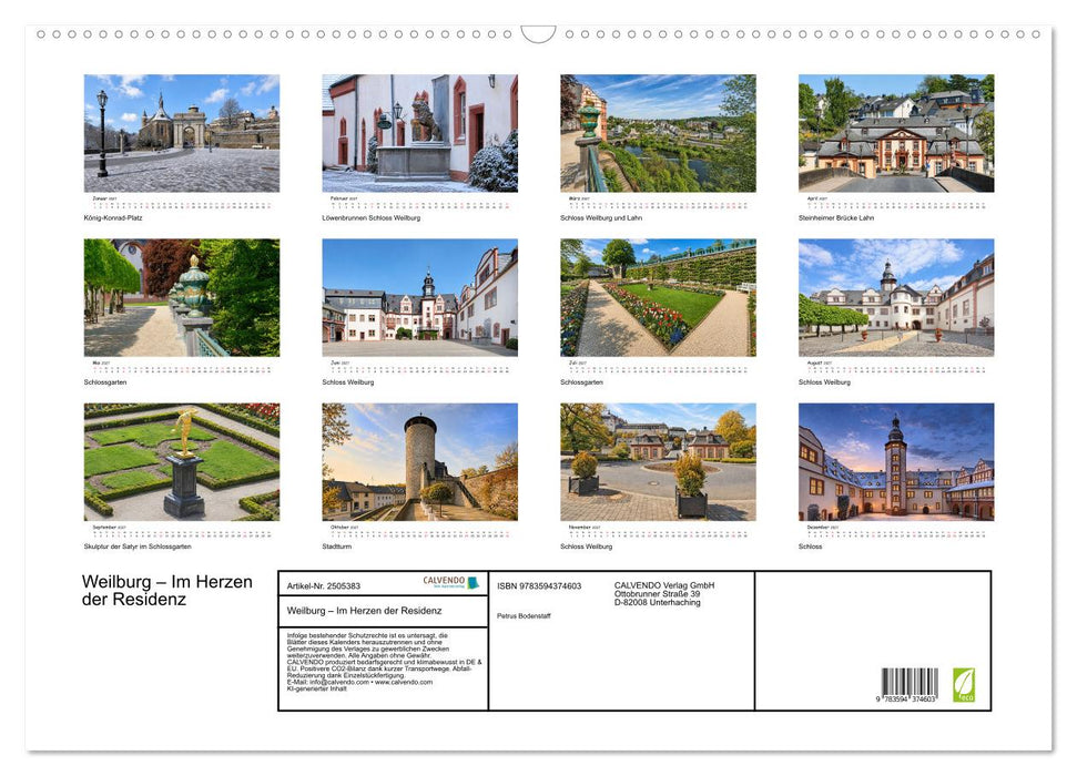 Weilburg – Im Herzen der Residenz (CALVENDO Wandkalender 2027)