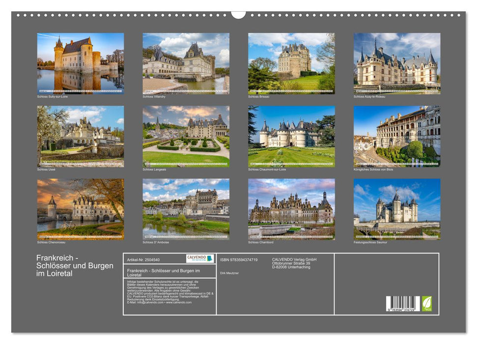 Frankreich - Schlösser und Burgen im Loiretal (CALVENDO Wandkalender 2027)