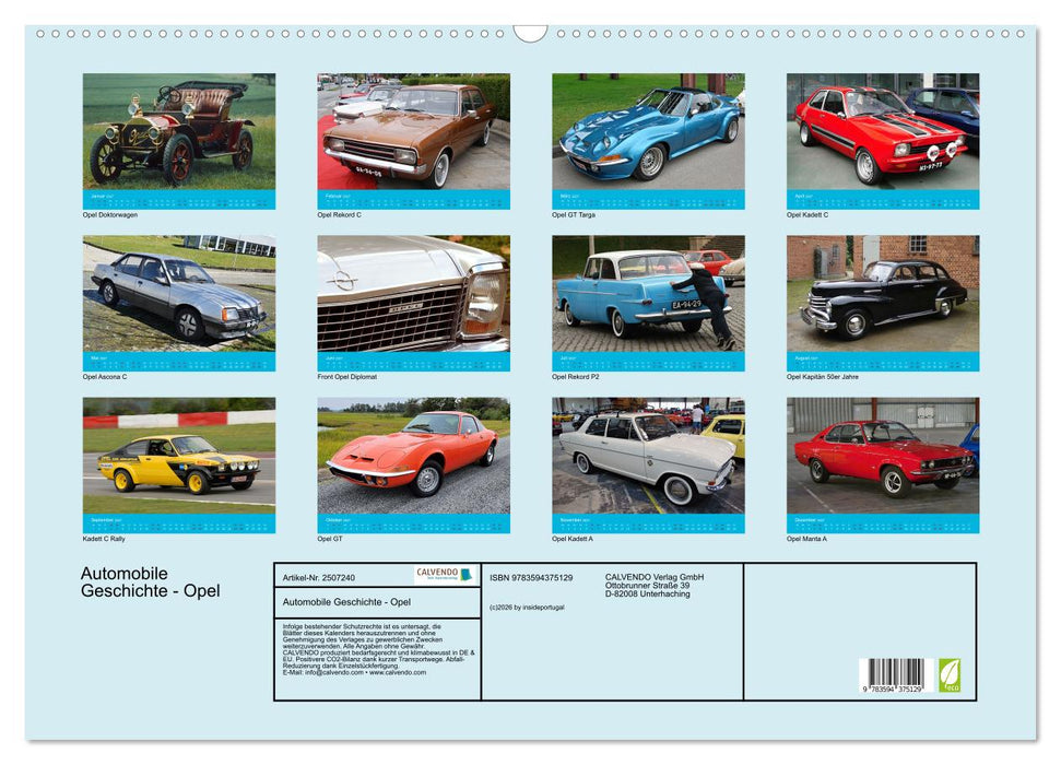 Automobile Geschichte - Opel (CALVENDO Wandkalender 2027)