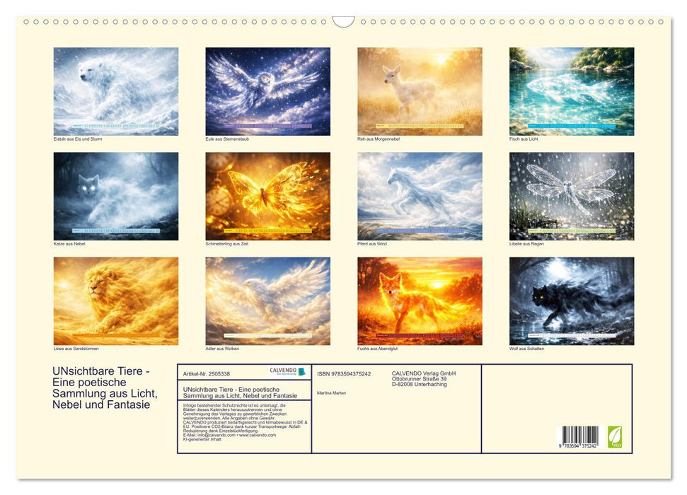 UNsichtbare Tiere - Eine poetische Sammlung aus Licht, Nebel und Fantasie (CALVENDO Wandkalender 2027)