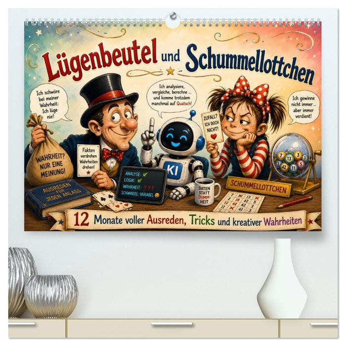 Lügenbeutel und Schummellottchen - 12 Monate voller Ausreden, Tricks und kreativer Wahrheiten (CALVENDO Premium Wandkalender 2027)