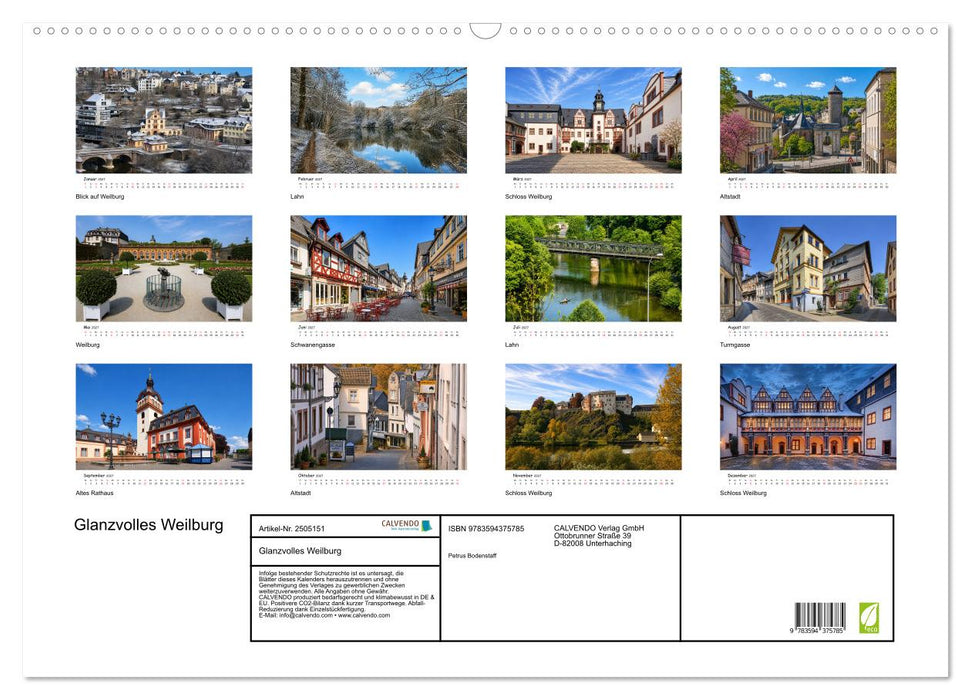 Glanzvolles Weilburg (CALVENDO Wandkalender 2027)