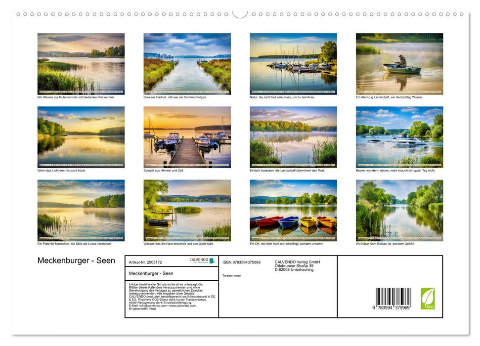 Meckenburger - Seen (CALVENDO Premium Wandkalender 2027)