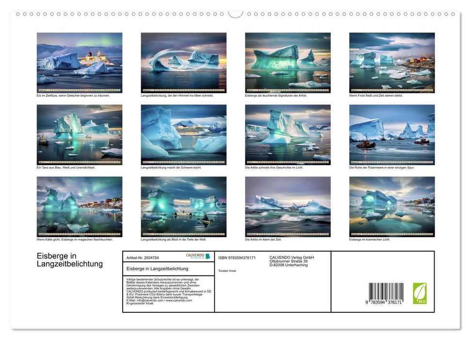 Eisberge in Langzeitbelichtung (CALVENDO Premium Wandkalender 2027)