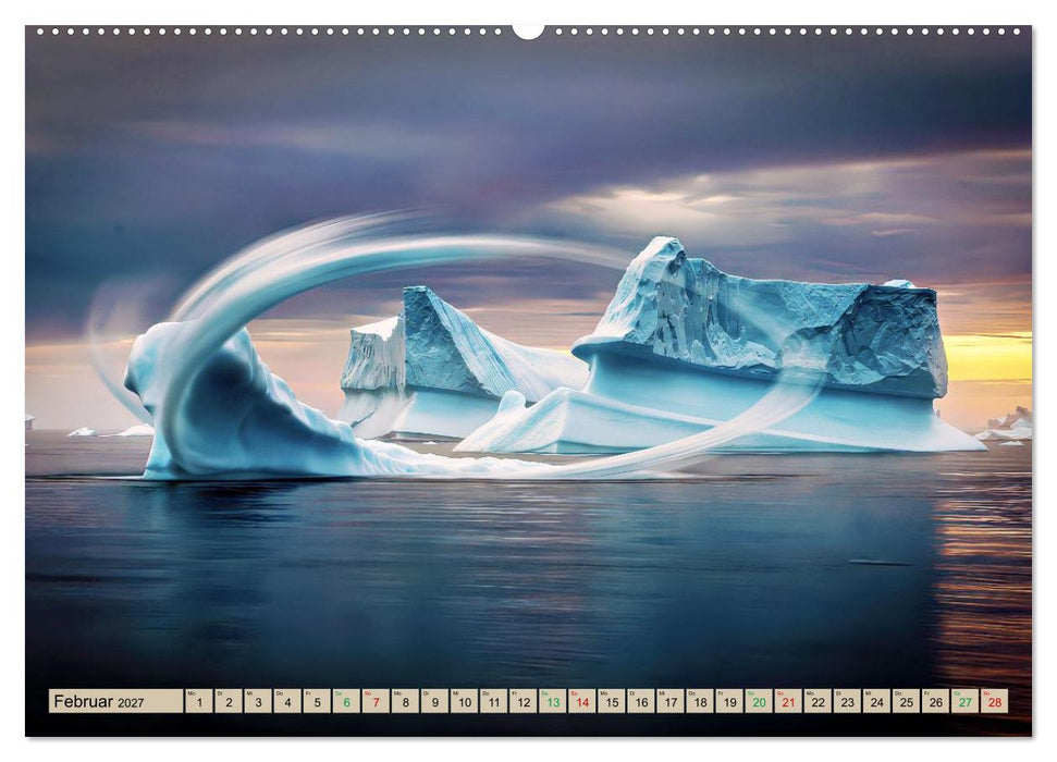 Eisberge in Langzeitbelichtung (CALVENDO Premium Wandkalender 2027)