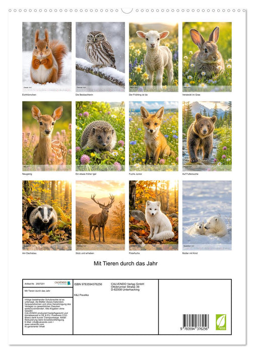 Mit Tieren durch das Jahr (CALVENDO Premium Wandkalender 2027)