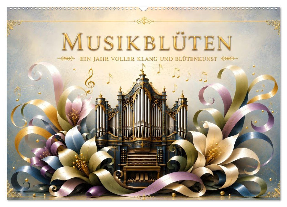 Musikblüten - 12 Monate voller Klang und Blütenkunst (CALVENDO Wandkalender 2027)