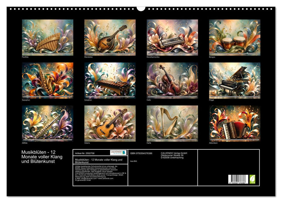 Musikblüten - 12 Monate voller Klang und Blütenkunst (CALVENDO Wandkalender 2027)
