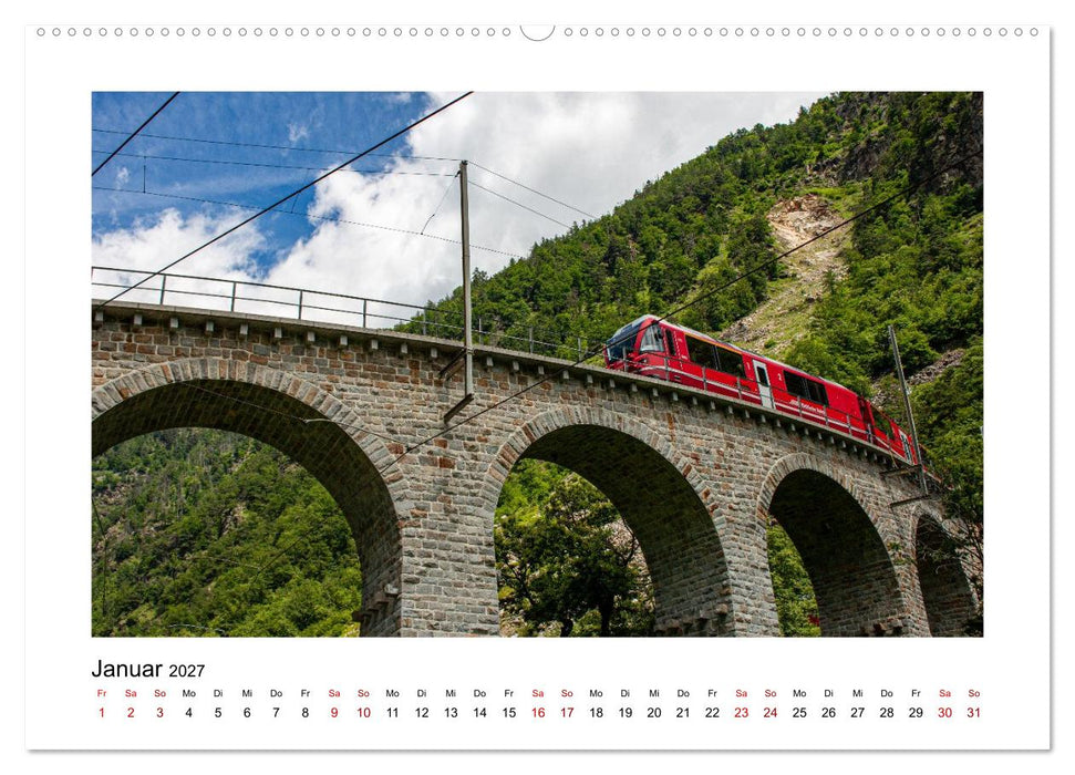 Die Rhätische Bahn - Ein Kurztrip in die Schweiz (CALVENDO Premium Wandkalender 2027)