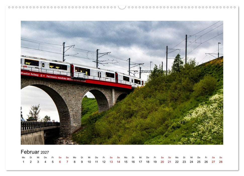 Die Rhätische Bahn - Ein Kurztrip in die Schweiz (CALVENDO Premium Wandkalender 2027)