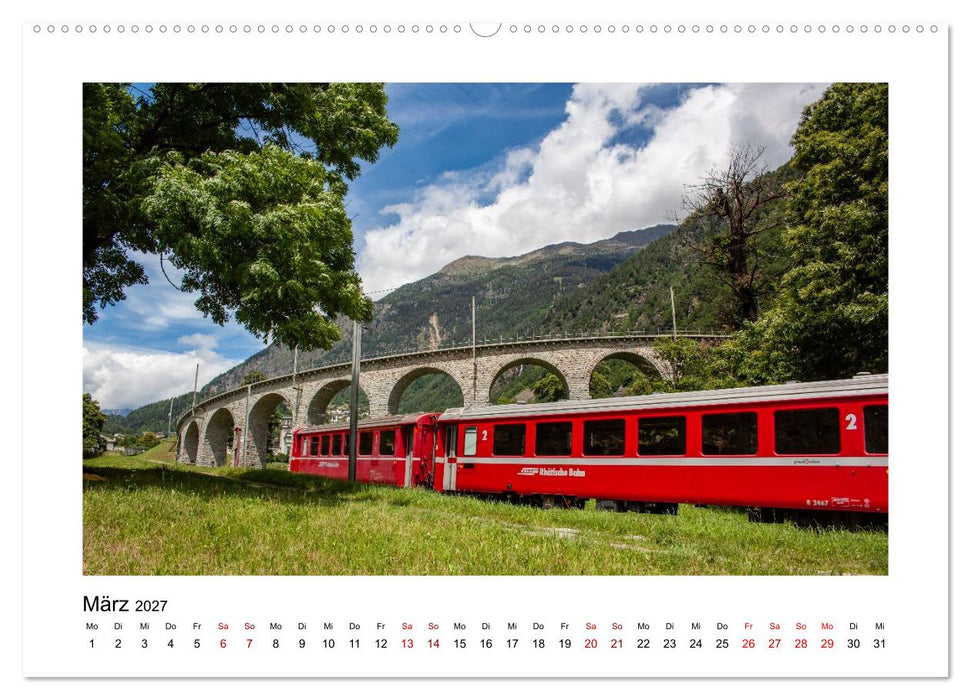 Die Rhätische Bahn - Ein Kurztrip in die Schweiz (CALVENDO Premium Wandkalender 2027)