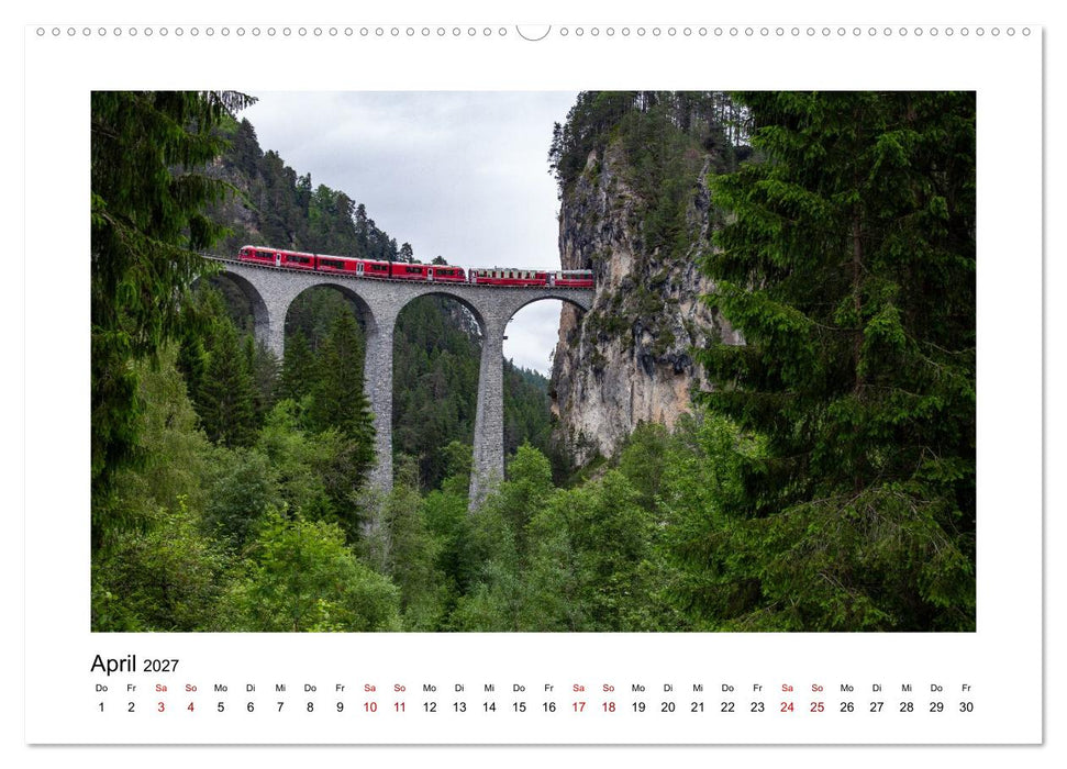 Die Rhätische Bahn - Ein Kurztrip in die Schweiz (CALVENDO Premium Wandkalender 2027)